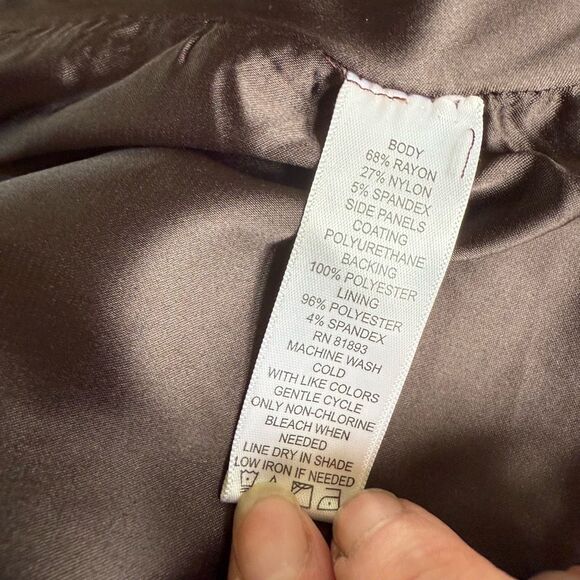 G.I.L.I. GILI Ponte Faux Leather Open Front Vest Espresso 14 - Picture 8 of 8